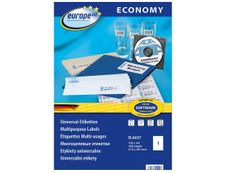 Europe100 - 100 Étiquettes multi-usages blanches - 210 x 297 mm - réf ELA027