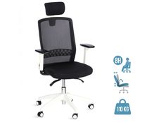 Fauteuil de bureau SCOTT - accoudoirs réglables - appuie-tête réglable - noir base blanche