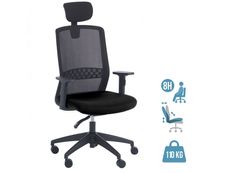 Fauteuil de bureau SCOTT - accoudoirs réglables - appuie-tête réglable - noir