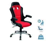 Fauteuil gamer RACER - accoudoirs rabattables - noir et rouge