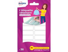 Avery - 36 Étiquettes blanches pour vêtements - 45 x 13 mm