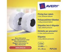 Avery - 10 rouleaux de 1500 étiquettes pour étiqueteuse 1 ligne - 12 x 26 mm - Blanc
