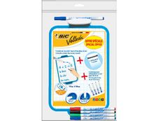 BIC - Ardoise Velleda blanche double face - 19 x 26 cm - 5 marqueurs fins + effacette 
