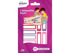 Avery - 30 Étiquettes adhésives pour stylos - 50 x 10 mm - rose/rouge