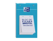 Oxford - Pack de 30 Fiches Bristol - 12,5 x 20 cm - petits carreaux - perforées