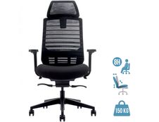 Fauteuil de bureau JACK - accoudoirs réglables - appuie-tête réglable - noir