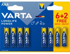 VARTA Longlife Power - 8 piles alcalines - AAA LR03