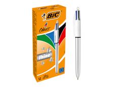 BIC 4 Couleurs Shine - 12 Stylos à bille 4 couleurs - corps argenté métallisé