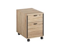 Caisson mobile MAMBO - Profondeur 60 cm - 2 tiroirs - Chêne Sonoma/noir