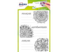 Avery - 15 Étiquettes scolaires matières scolaires à colorier