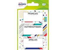Avery - 15 Étiquettes scolaires flamant rose/pastèque/ananas