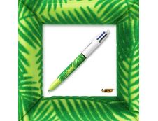BIC 4 Couleurs Velours - Stylo à bille 4 couleurs - corps vert