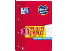 Oxford - Bloc de cours 300 feuilles simples détachables A4 - grands carreaux (Seyes) - perforées