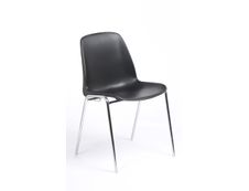 Chaise CHARLOTTE - pieds chromés avec accroches - noir