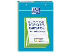 Oxford - Pack de 30 Fiches Bristol - A5 - petits carreaux - perforées - vert