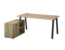 Bureau manager MAMBO avec retour gauche - 160 cm - Chêne Sonoma/noir