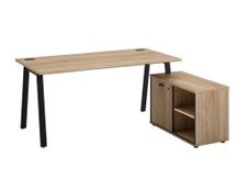 Bureau manager MAMBO avec retour droit - 160 cm - Chêne Sonoma/noir