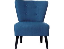 Fauteuil d'accueil BRIGHTON - Piétement en hêtre massif coloris noir - tissu bleu