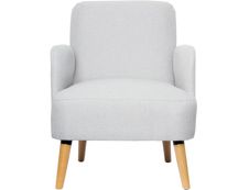 Fauteuil d'accueil BROOKS avec accoudoirs - pieds en hêtre massif - gris clair