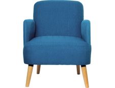 Fauteuil d'accueil BROOKS avec accoudoirs - pieds en hêtre massif - bleu