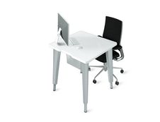 Bureau EVIDENCE - 80 cm - Pieds aluminium - Plateau blanc