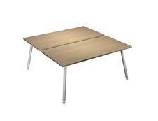 Bureau Bench LEONARDO - L160 x H74 x P168 - Pieds métal blancs - Chêne