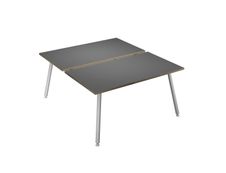 Bureau Bench LEONARDO - L140 x H74 x P168 - Pieds métal blancs - Anthracite chants chêne