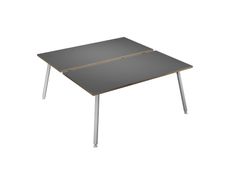Bureau Bench LEONARDO - L160 x H74 x P168 - Pieds métal blancs - Anthracite chants chêne
