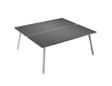 Bureau Bench LEONARDO - L180 x H74 x P168 - Pieds métal blancs - Anthracite chants chêne