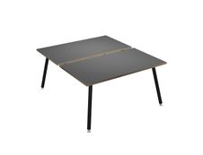 Bureau Bench LEONARDO - L140 x H74 x P168 - Pieds métal noirs - Anthracite chants chêne