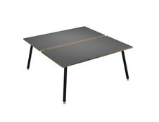 Bureau Bench LEONARDO - L160 x H74 x P168 - Pieds métal noirs - Anthracite chants chêne