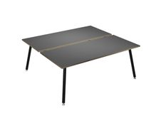 Bureau Bench LEONARDO - L180 x H74 x P168 - Pieds métal noirs - Anthracite chants chêne