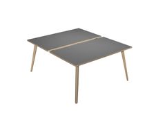 Bureau Bench LEONARDO - L120 x H74 x P168 - Pieds bois - Anthracite chants chêne