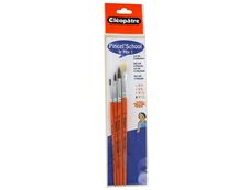 Cléopâtre - Pack de 3 pinceaux poil de poney N° 4, 8, 12 + 1 brosse soie de porc