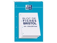 Oxford - Pack de 30 Fiches Bristol - A4 - petits carreaux - perforées