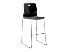 Tabouret TECSUP - Empilable - coque en polypropylène noir - pieds chromés fenêtre