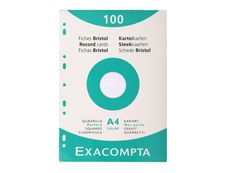 Exacompta - Pack de 100 Fiches Bristol - A4 - petits carreaux - perforées - blanc