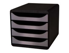 Exacompta BigBox - Module de classement 4 tiroirs - noir/argent