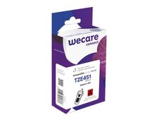 WECARE - Ruban d'étiquettes auto-adhésives pour Brother TZE451 - 1 rouleau (24 mm x 8 m) - fond rouge écriture noire