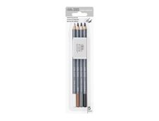 Winsor & Newton Studio Collection - Pack de 4 crayons esquisse + gomme - sépia, charbon blanc, charbon medium, charbon dur