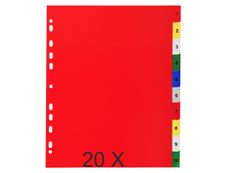 Exacompta - Pack de 20 intercalaires 10 positions numériques - A4 Maxi - couleurs assorties