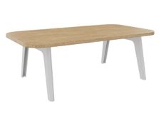 Table basse ILO - L114xP67xH39 cm - pieds blanc - finition chêne clair