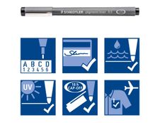 STAEDTLER pigment liner - Pack de 8 Feutres fins - pointes assorties - noir