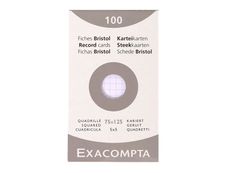 Exacompta - Pack de 100 Fiches bristol - 7,5 x 12,5 cm - petits carreaux - blanc