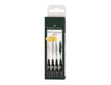Faber Castell Pitt Artist - Pack de 4 feutres (stylo-brosse et crayon fin) - noir