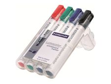 STAEDTLER LUMOCOLOR 351 - Pack de 4 marqueurs effaçables - pointe ogive - couleurs assorties