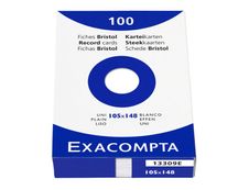 Exacompta - Pack de 100 Fiches Bristol - 10 x 15 cm - unies - non perforées - blanc