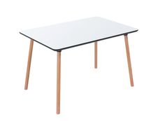 Table de restauration rectangulaire PALOMBA - L120 x P80 x H75 cm - pieds hêtre - plateau blanc