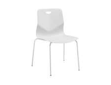 Chaise TECSEAT - Empilable - coque en polypropylène blanc - pieds métal blanc
