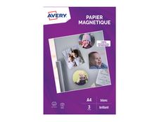 Avery - Papier Magnetique brillant - A4 - 3 feuilles - impression jet d'encre